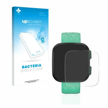 Parte frontale di una confezione del prodotto con il logo del marchio upscreen. Accanto è raffigurato il dispositivo Garmin Bo