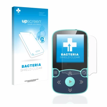 Parte frontale di una confezione del prodotto con il logo del marchio upscreen. Accanto è raffigurato il dispositivo AGPtek A6