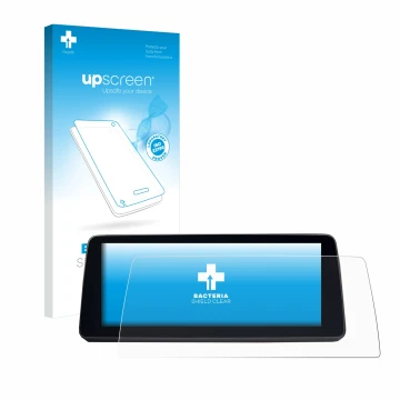 Parte frontale di una confezione del prodotto con il logo del marchio upscreen. Accanto è raffigurato il dispositivo BMW 5 G30