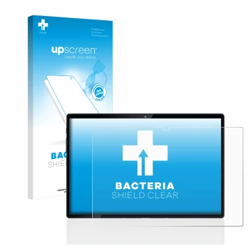 Parte frontale di una confezione del prodotto con il logo del marchio upscreen. Accanto è raffigurato il dispositivo Mediacom 