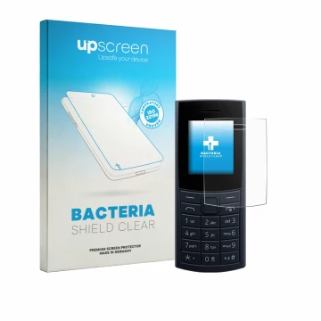 Parte frontale di una confezione del prodotto con il logo del marchio upscreen. Accanto è raffigurato il dispositivo Nokia 110
