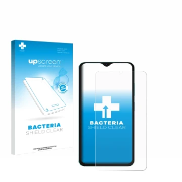 Parte frontale di una confezione del prodotto con il logo del marchio upscreen. Accanto è raffigurato il dispositivo Oscal C70