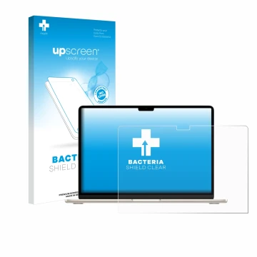 Parte frontale di una confezione del prodotto con il logo del marchio upscreen. Accanto è raffigurato il dispositivo Apple Mac