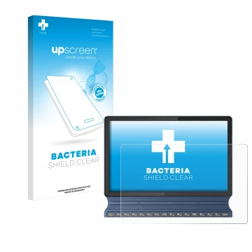 Parte frontale di una confezione del prodotto con il logo del marchio upscreen. Accanto è raffigurato il dispositivo Lenovo Id