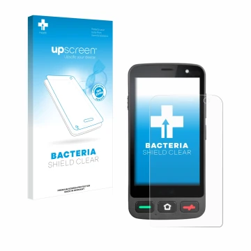 Parte frontale di una confezione del prodotto con il logo del marchio upscreen. Accanto è raffigurato il dispositivo Brondi Am