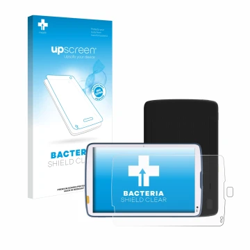 Parte frontale di una confezione del prodotto con il logo del marchio upscreen. Accanto è raffigurato il dispositivo Zebra ET4