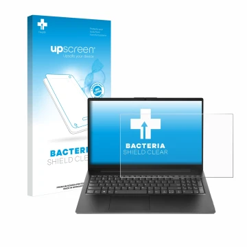 Parte frontale di una confezione del prodotto con il logo del marchio upscreen. Accanto è raffigurato il dispositivo Lenovo V1