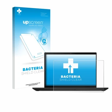 Parte frontale di una confezione del prodotto con il logo del marchio upscreen. Accanto è raffigurato il dispositivo Lenovo Th