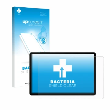 Parte frontale di una confezione del prodotto con il logo del marchio upscreen. Accanto è raffigurato il dispositivo Samsung G