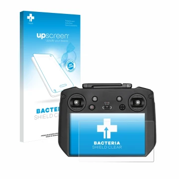 Parte frontale di una confezione del prodotto con il logo del marchio upscreen. Accanto è raffigurato il dispositivo DJI Mavic