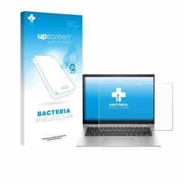 Parte frontale di una confezione del prodotto con il logo del marchio upscreen. Accanto è raffigurato il dispositivo HP EliteB