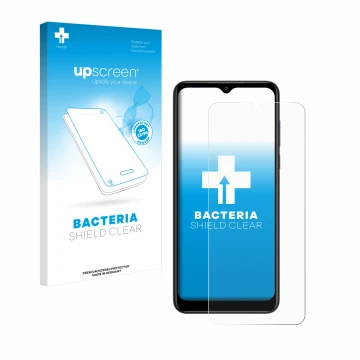 Parte frontale di una confezione del prodotto con il logo del marchio upscreen. Accanto è raffigurato il dispositivo ZTE Blade