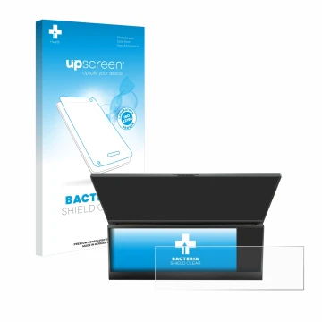 Parte frontale di una confezione del prodotto con il logo del marchio upscreen. Accanto è raffigurato il dispositivo ASUS ROG 