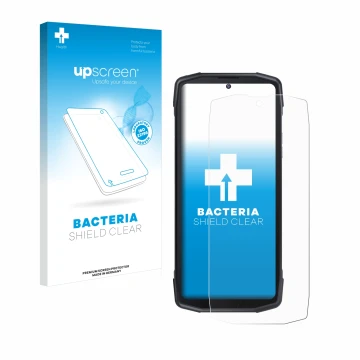Parte frontale di una confezione del prodotto con il logo del marchio upscreen. Accanto è raffigurato il dispositivo Cubot Kin