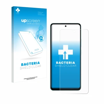Parte frontale di una confezione del prodotto con il logo del marchio upscreen. Accanto è raffigurato il dispositivo Oppo A58 