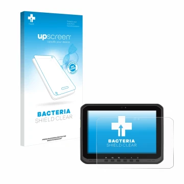 Parte frontale di una confezione del prodotto con il logo del marchio upscreen. Accanto è raffigurato il dispositivo Zebra ET6