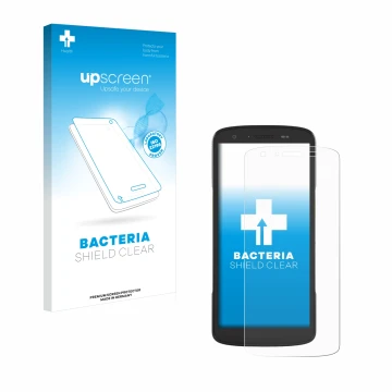 Parte frontale di una confezione del prodotto con il logo del marchio upscreen. Accanto è raffigurato il dispositivo Zebra TC2