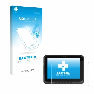 Parte frontale di una confezione del prodotto con il logo del marchio upscreen. Accanto è raffigurato il dispositivo Zebra ET6