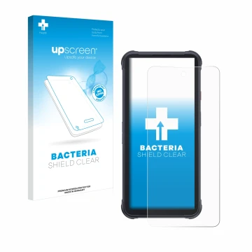 Parte frontale di una confezione del prodotto con il logo del marchio upscreen. Accanto è raffigurato il dispositivo Cubot Kin