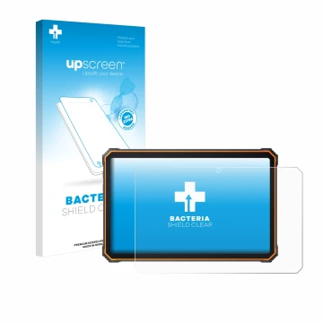Parte frontale di una confezione del prodotto con il logo del marchio upscreen. Accanto è raffigurato il dispositivo Blackview