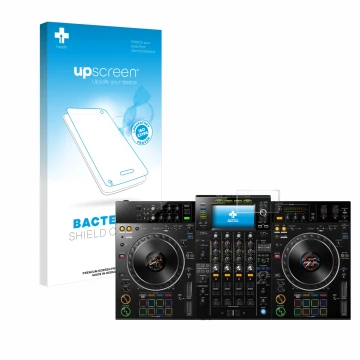 Parte frontale di una confezione del prodotto con il logo del marchio upscreen. Accanto è raffigurato il dispositivo Pioneer X