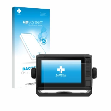 Parte frontale di una confezione del prodotto con il logo del marchio upscreen. Accanto è raffigurato il dispositivo Garmin EC