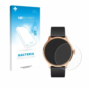 Parte frontale di una confezione del prodotto con il logo del marchio upscreen. Accanto è raffigurato il dispositivo Withings 