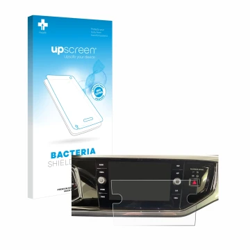 Parte frontale di una confezione del prodotto con il logo del marchio upscreen. Accanto è raffigurato il dispositivo Volkswage