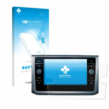 Parte frontale di una confezione del prodotto con il logo del marchio upscreen. Accanto è raffigurato il dispositivo Volkswage