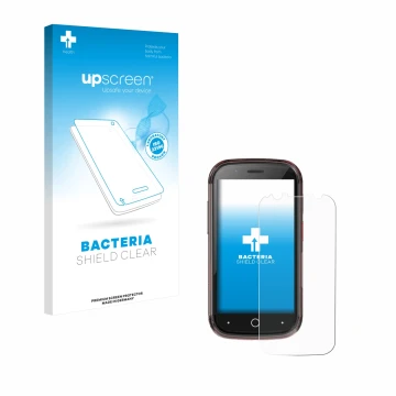 Parte frontale di una confezione del prodotto con il logo del marchio upscreen. Accanto è raffigurato il dispositivo Unihertz 