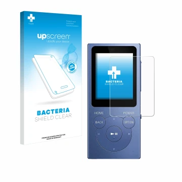 Parte frontale di una confezione del prodotto con il logo del marchio upscreen. Accanto è raffigurato il dispositivo Sony Walk