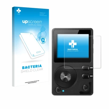 Parte frontale di una confezione del prodotto con il logo del marchio upscreen. Accanto è raffigurato il dispositivo Hifi Walk