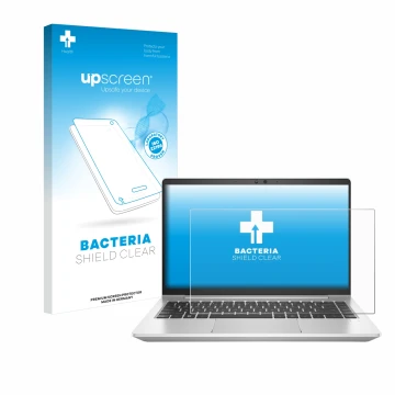 Parte frontale di una confezione del prodotto con il logo del marchio upscreen. Accanto è raffigurato il dispositivo HP EliteB