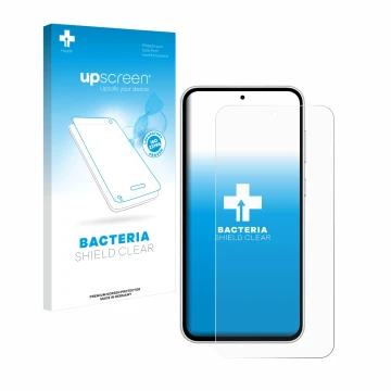 Parte frontale di una confezione del prodotto con il logo del marchio upscreen. Accanto è raffigurato il dispositivo Samsung G