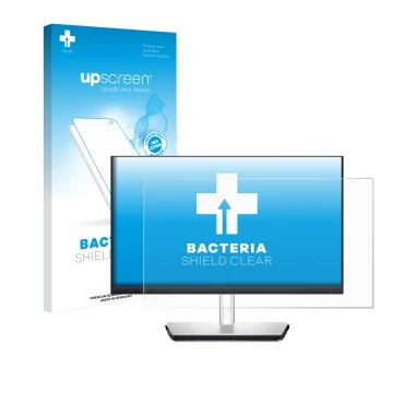 Parte frontale di una confezione del prodotto con il logo del marchio upscreen. Accanto è raffigurato il dispositivo Dell P242