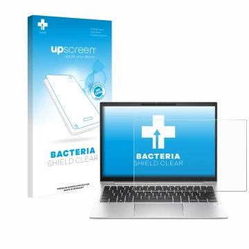 Parte frontale di una confezione del prodotto con il logo del marchio upscreen. Accanto è raffigurato il dispositivo HP EliteB