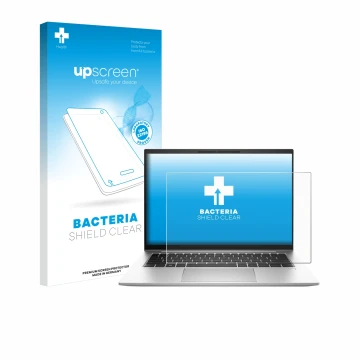 Parte frontale di una confezione del prodotto con il logo del marchio upscreen. Accanto è raffigurato il dispositivo HP EliteB