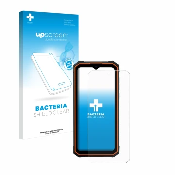 Parte frontale di una confezione del prodotto con il logo del marchio upscreen. Accanto è raffigurato il dispositivo Hotwav Cy