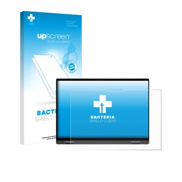 Parte frontale di una confezione del prodotto con il logo del marchio upscreen. Accanto è raffigurato il dispositivo Dell Insp