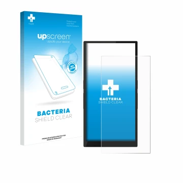 Parte frontale di una confezione del prodotto con il logo del marchio upscreen. Accanto è raffigurato il dispositivo Hiby R6 P