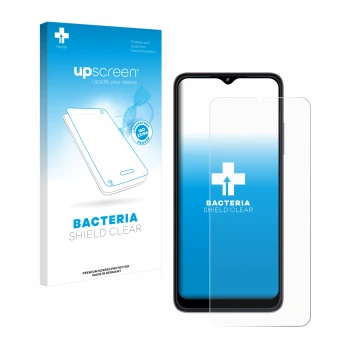 Parte frontale di una confezione del prodotto con il logo del marchio upscreen. Accanto è raffigurato il dispositivo Telekom T
