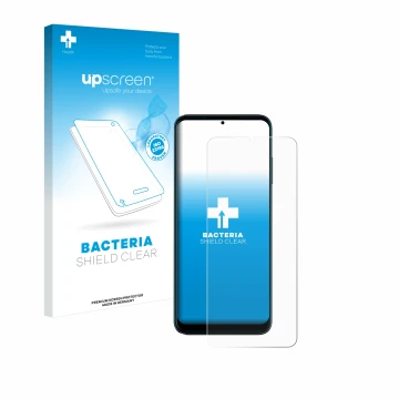 Parte frontale di una confezione del prodotto con il logo del marchio upscreen. Accanto è raffigurato il dispositivo Telekom T