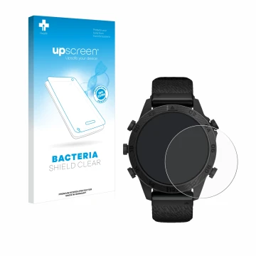 Parte frontale di una confezione del prodotto con il logo del marchio upscreen. Accanto è raffigurato il dispositivo Garmin Ma