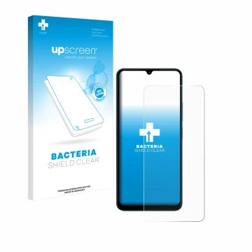 Parte frontale di una confezione del prodotto con il logo del marchio upscreen. Accanto è raffigurato il dispositivo Xiaomi Re
