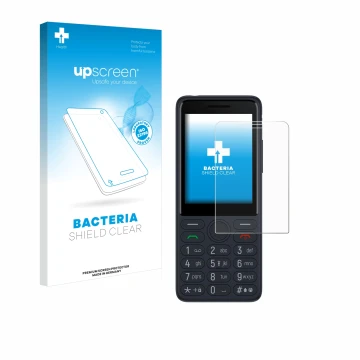 Parte frontale di una confezione del prodotto con il logo del marchio upscreen. Accanto è raffigurato il dispositivo TCL Oneto