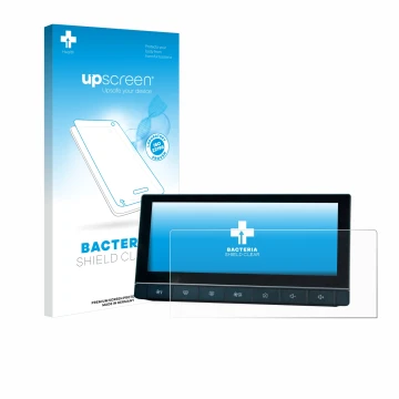 Parte frontale di una confezione del prodotto con il logo del marchio upscreen. Accanto è raffigurato il dispositivo MG 5 IPS-