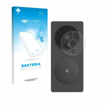 Parte frontale di una confezione del prodotto con il logo del marchio upscreen. Accanto è raffigurato il dispositivo Aqara SVD