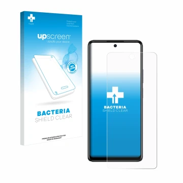 Parte frontale di una confezione del prodotto con il logo del marchio upscreen. Accanto è raffigurato il dispositivo Infinix H