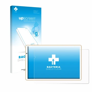 Parte frontale di una confezione del prodotto con il logo del marchio upscreen. Accanto è raffigurato il dispositivo Facetel Q