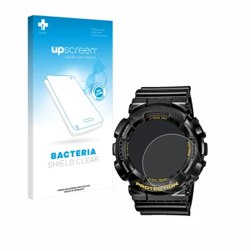 Parte frontale di una confezione del prodotto con il logo del marchio upscreen. Accanto è raffigurato il dispositivo Casio G-S